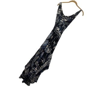 intermix NEW NWT Indigo shibori tie dye Laura silk asymmetrical midi dre…